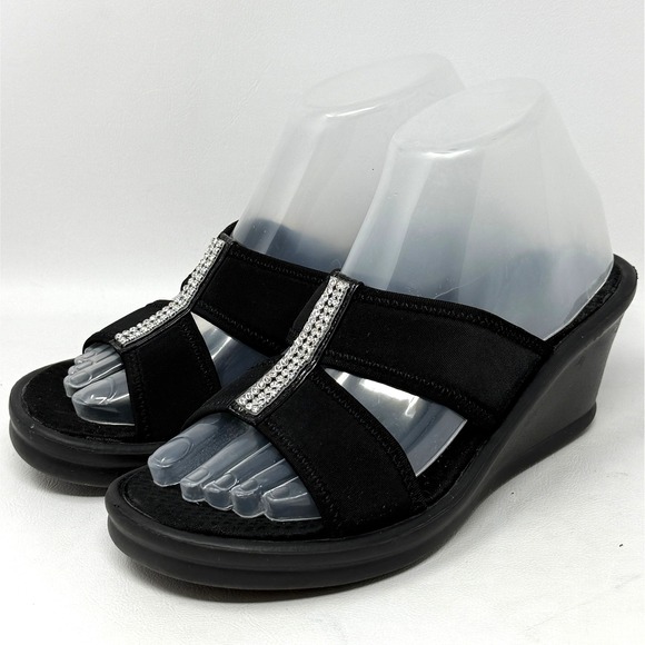 Skechers Shoes - Skechers Cali Rumblers Risk Taker Black Jewel Wedge Sandals 7 Dressy Semi Formal